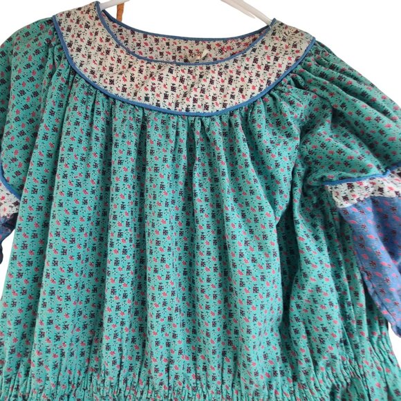 Indian Cotton Sundress by Indus Vintage 70s Patchwork Peasant Dress Size Medium - Picture 4 of 9